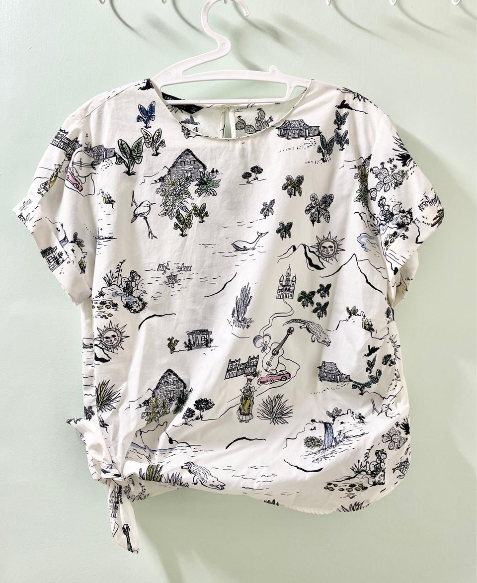 [n14200654님 결제용] 자라 패턴 반팔 블라우스&듀얼보조배터리