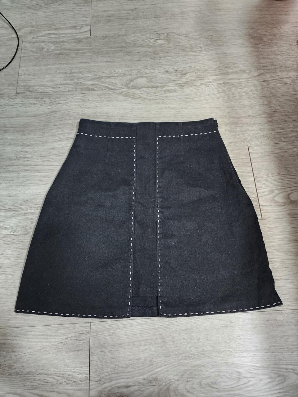 스티치 스커트 블랙
