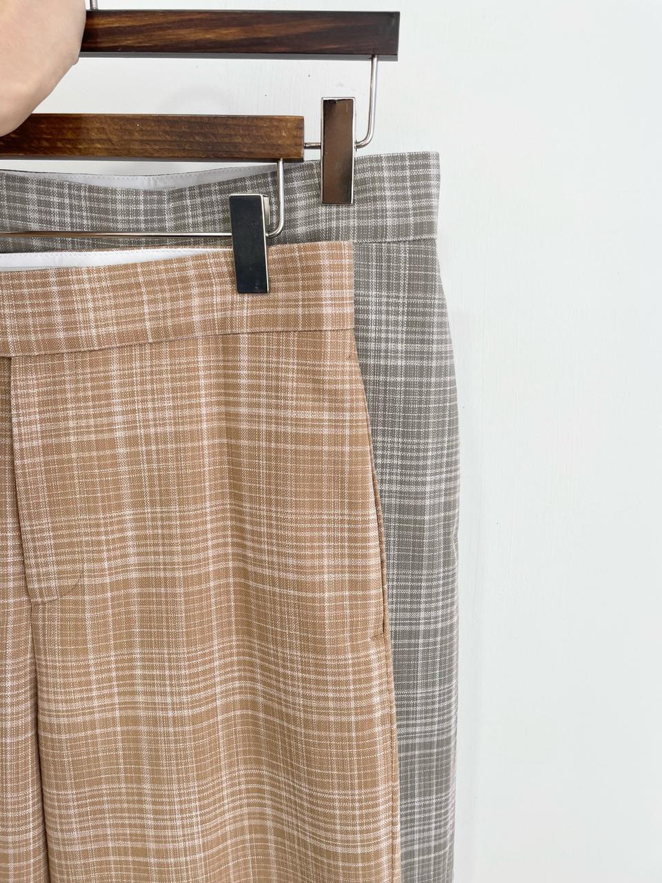 체크 일자 슬랙스-특가/2컬러