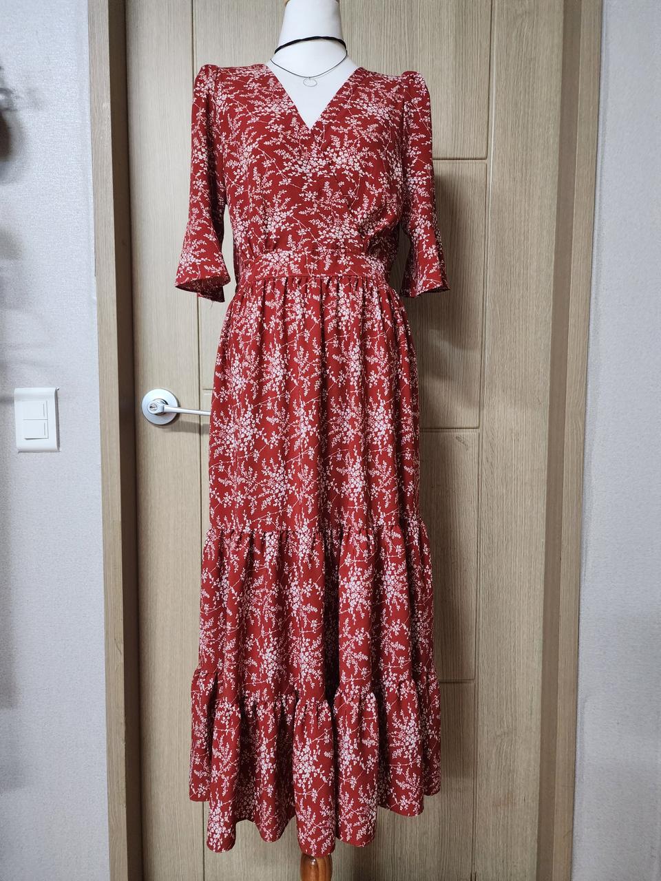 브이넥 롱 원피스