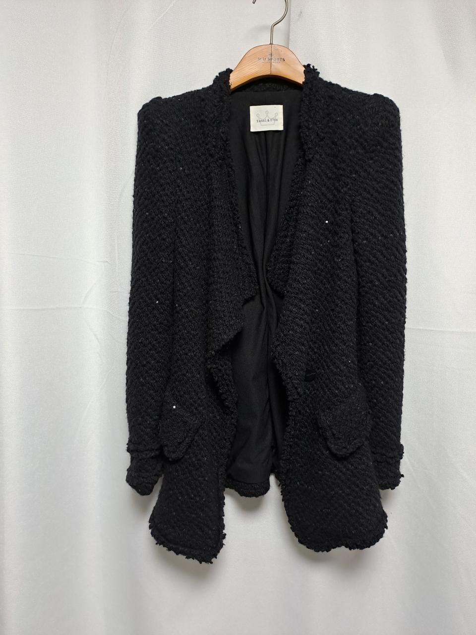 Yanni & 0704 니트 스판 단추없는 상의쟈켓 프리사이즈 55 검정