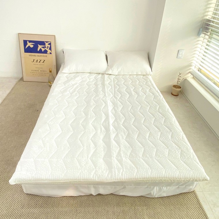 사계절 접이식 3단 화이트 아이스 고급 요 매트 매트리스 토퍼 이불 커버