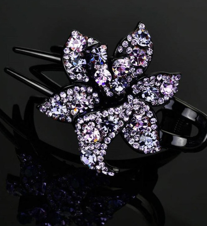 [새상품+무배] 첫사랑헤어핀 릴리꽃왕핀 큐빅집게핀 헤어핀 올림머리집게핀