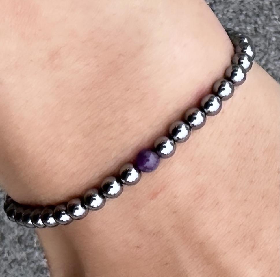 천연 자수정 볼 14k gold 팔찌(무료배송)