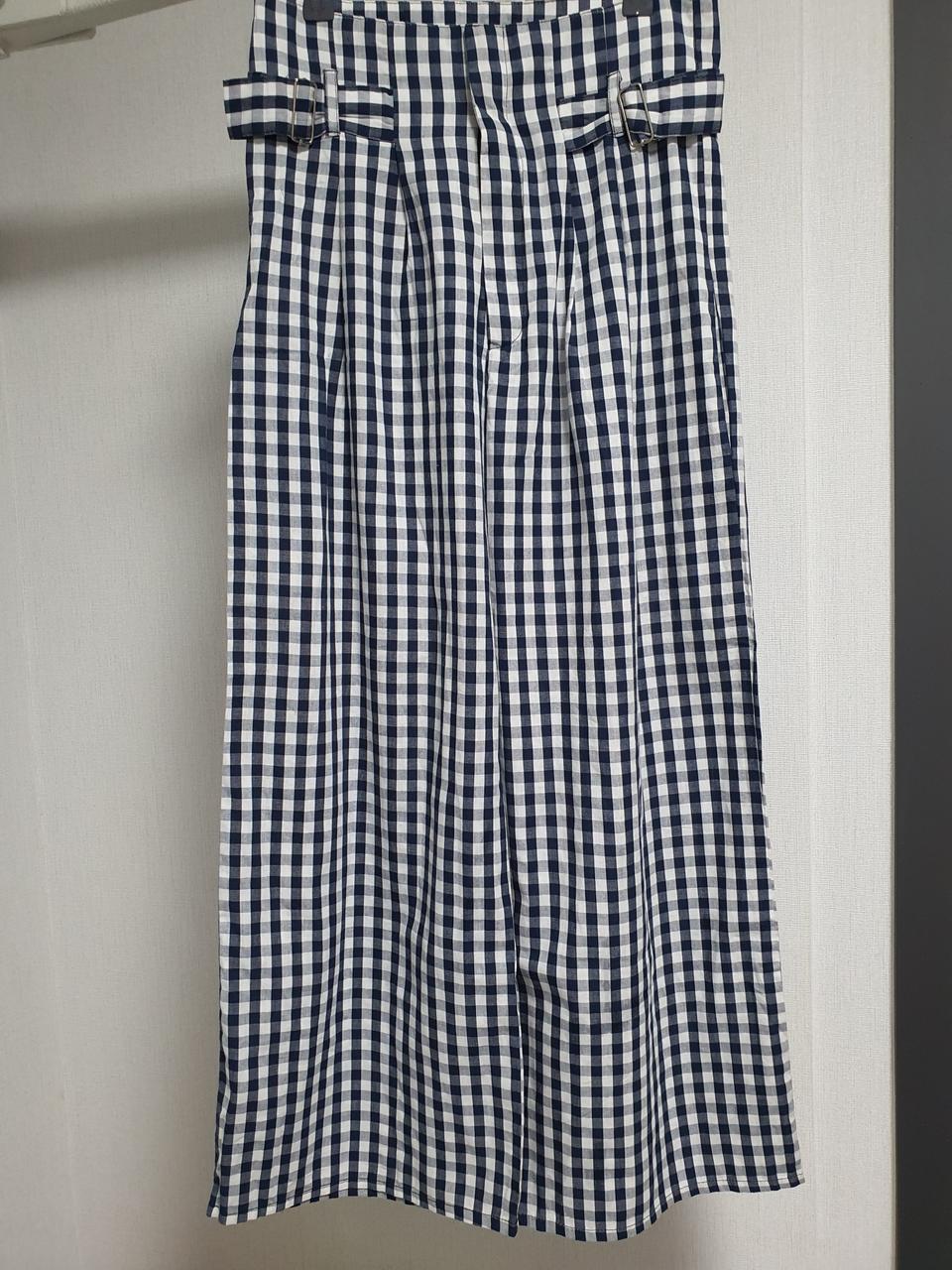 체크통와이드팬츠