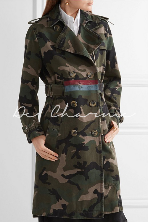 [새상품] 카모 트렌치코트 롱재킷 카모플라쥬 롱트렌치코트