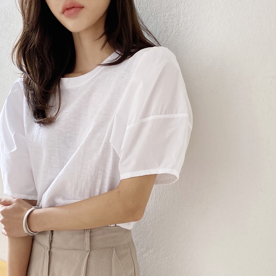 퍼프 벌룬 블라우스 티셔츠