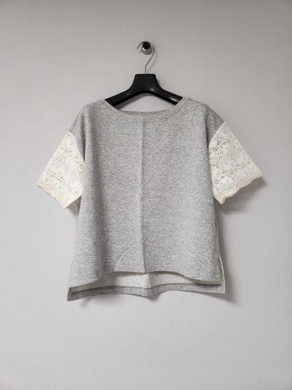 (새거)레이스 소매 티셔츠