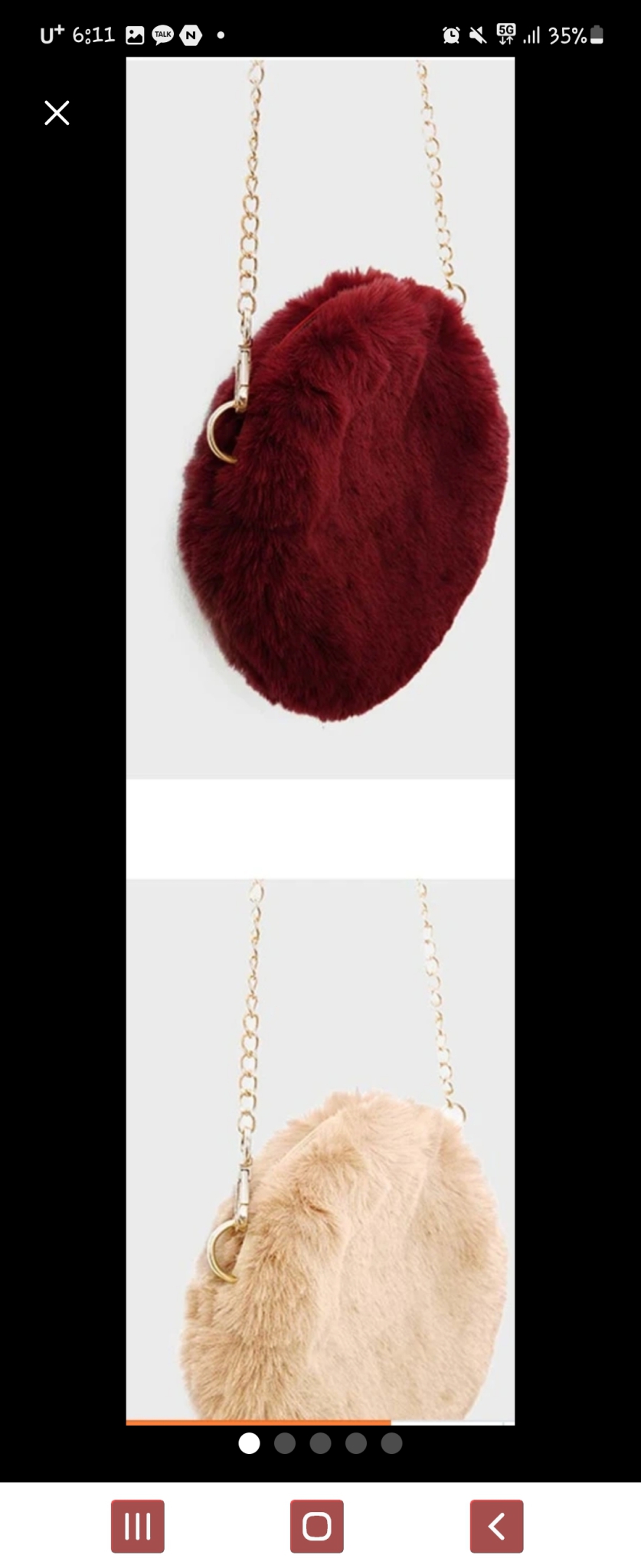 미쏘 브랜드 상품 퍼 미니 크로스백 핸드폰가방 새상품 팝니다.5가지 색상