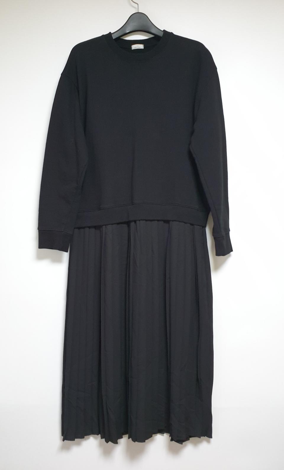 블랙주름배색원피스