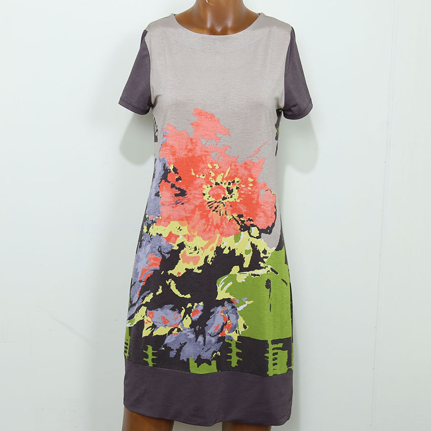 빈티지 캡소매 플로럴 그래픽 반팔원피스 (HU2220)