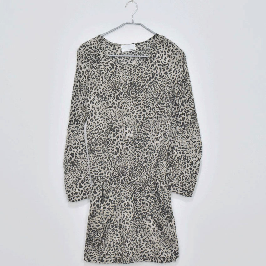 여성 레오파드 호피 7부소매 미니원피스 (HU2223)