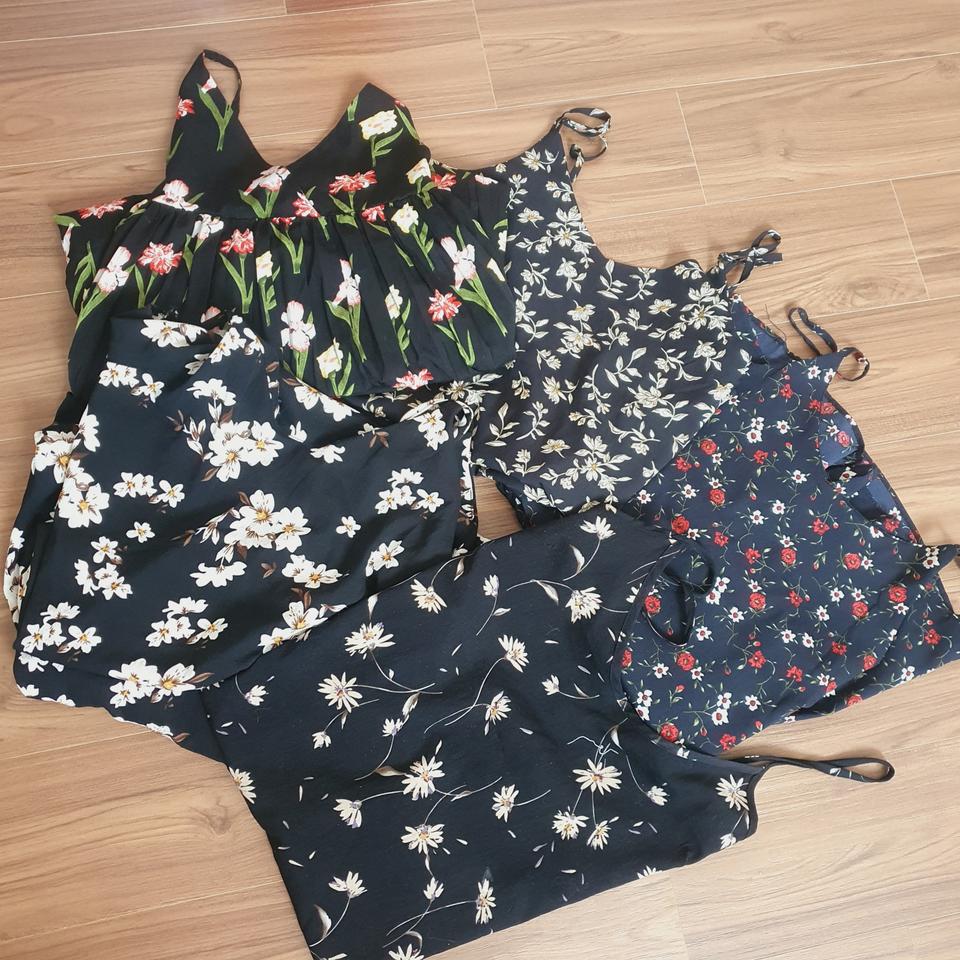 플라워 끈 롱원피스