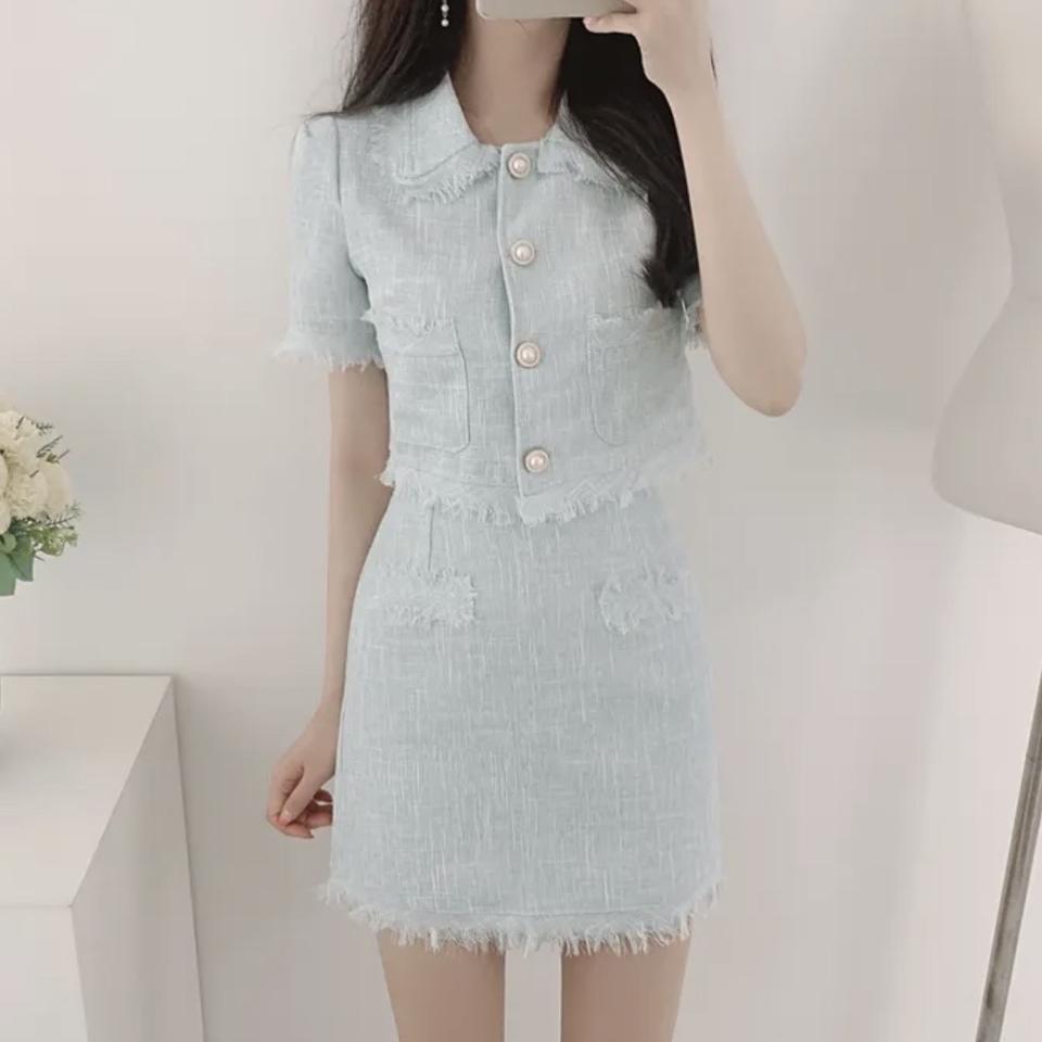 트위드 진주 반팔 투피스 (새상품)