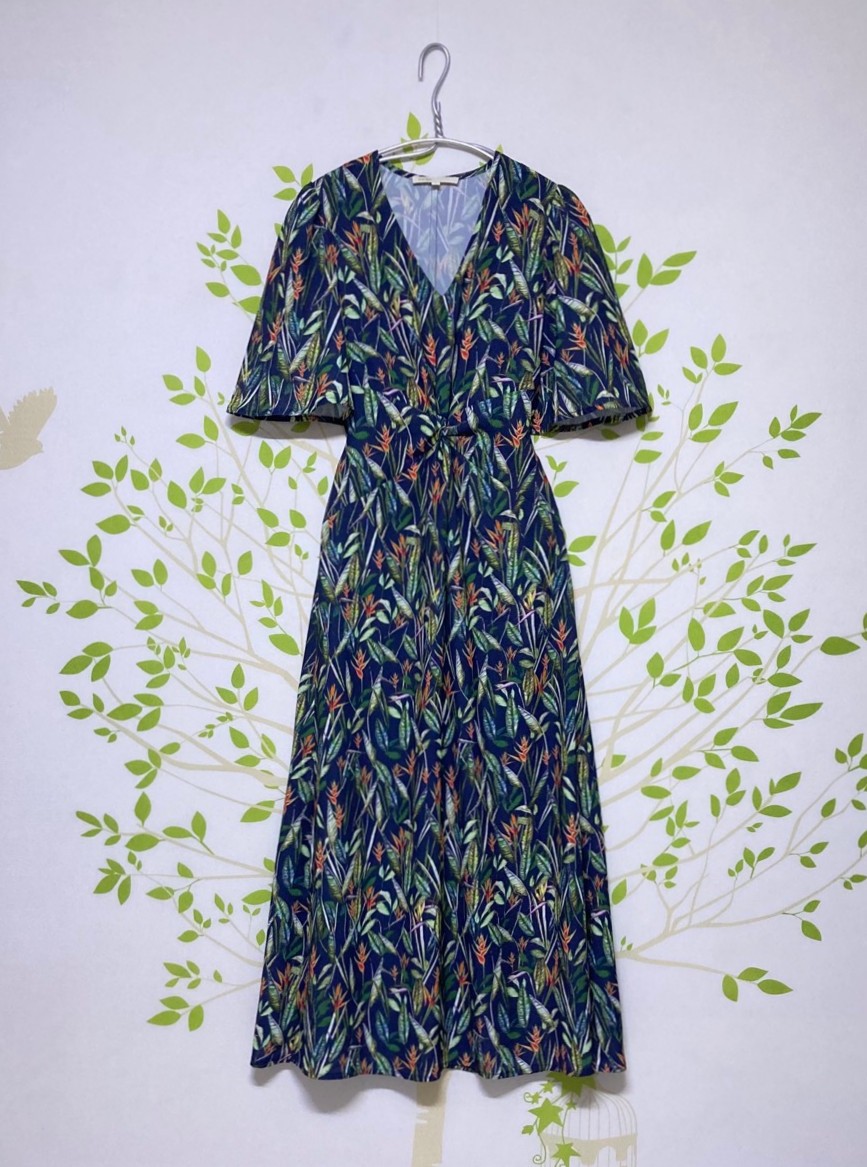 마쥬 플라워 V넥 슬릿 롱 원피스