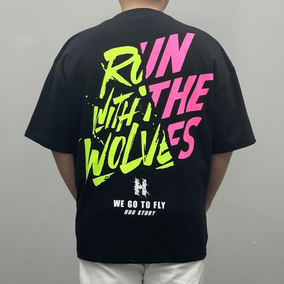 여름 오버핏 반팔티 투톤 레터링 남자 반팔 티셔츠