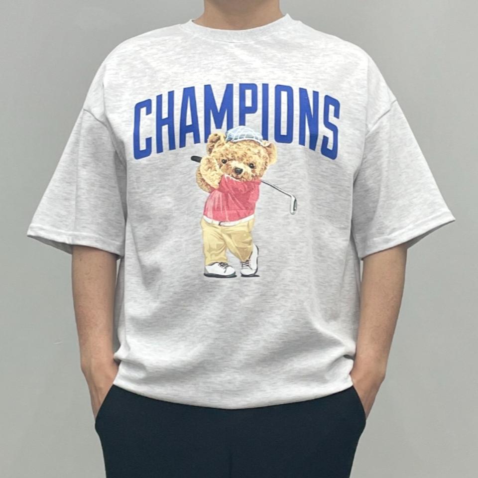 귀여운 여름 반팔티 골프 곰돌이 남자 박시한 반팔 티셔츠