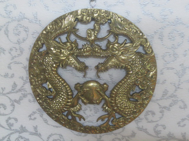 동재질 쌍용문양 벽걸이장식품