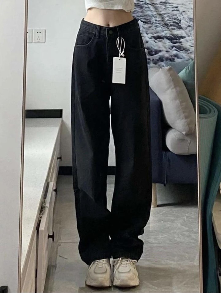 루즈핏 하이웨스트 와이드 팬츠,청바지