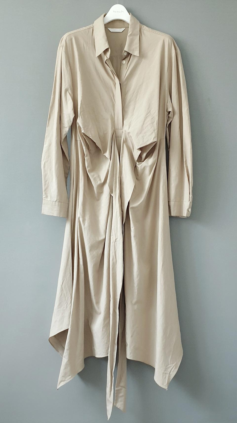 수입브랜드 롱셔츠원피스 밑단언발 드레이핑 리본벨티드 슬림핏 박시핏 플레어