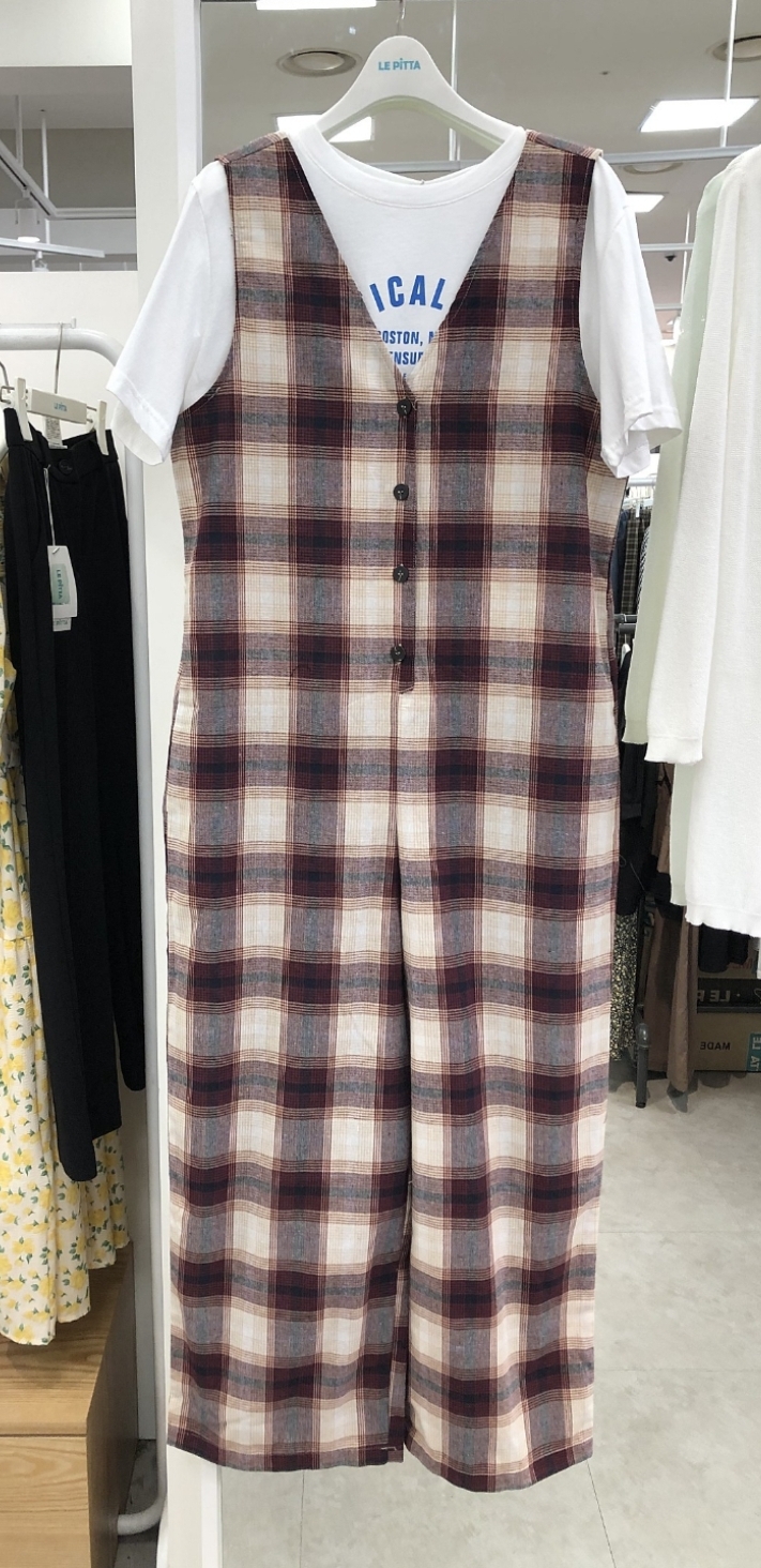 {{{새상품}}}르피타 체크 점프슈트 66