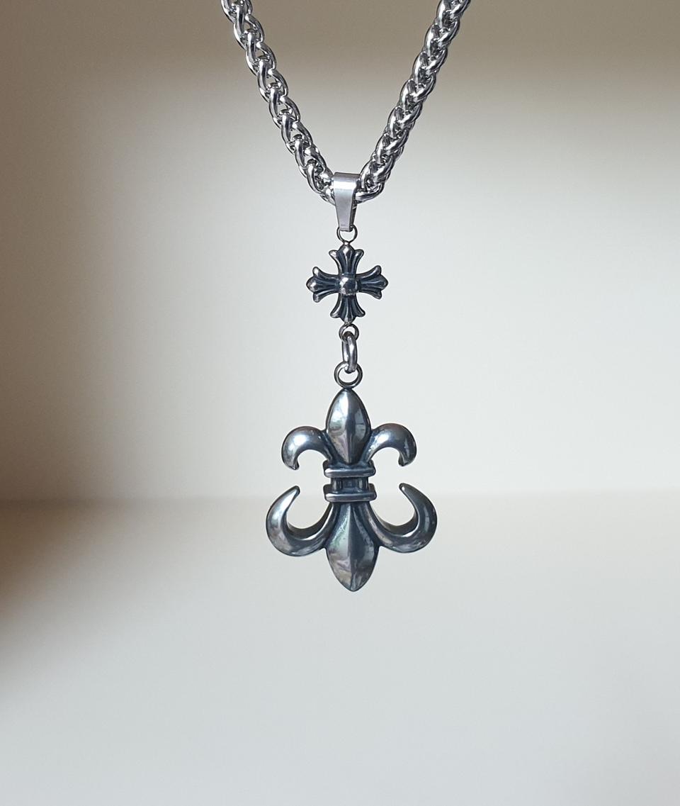 엔틱 십자가 크롬 목걸이