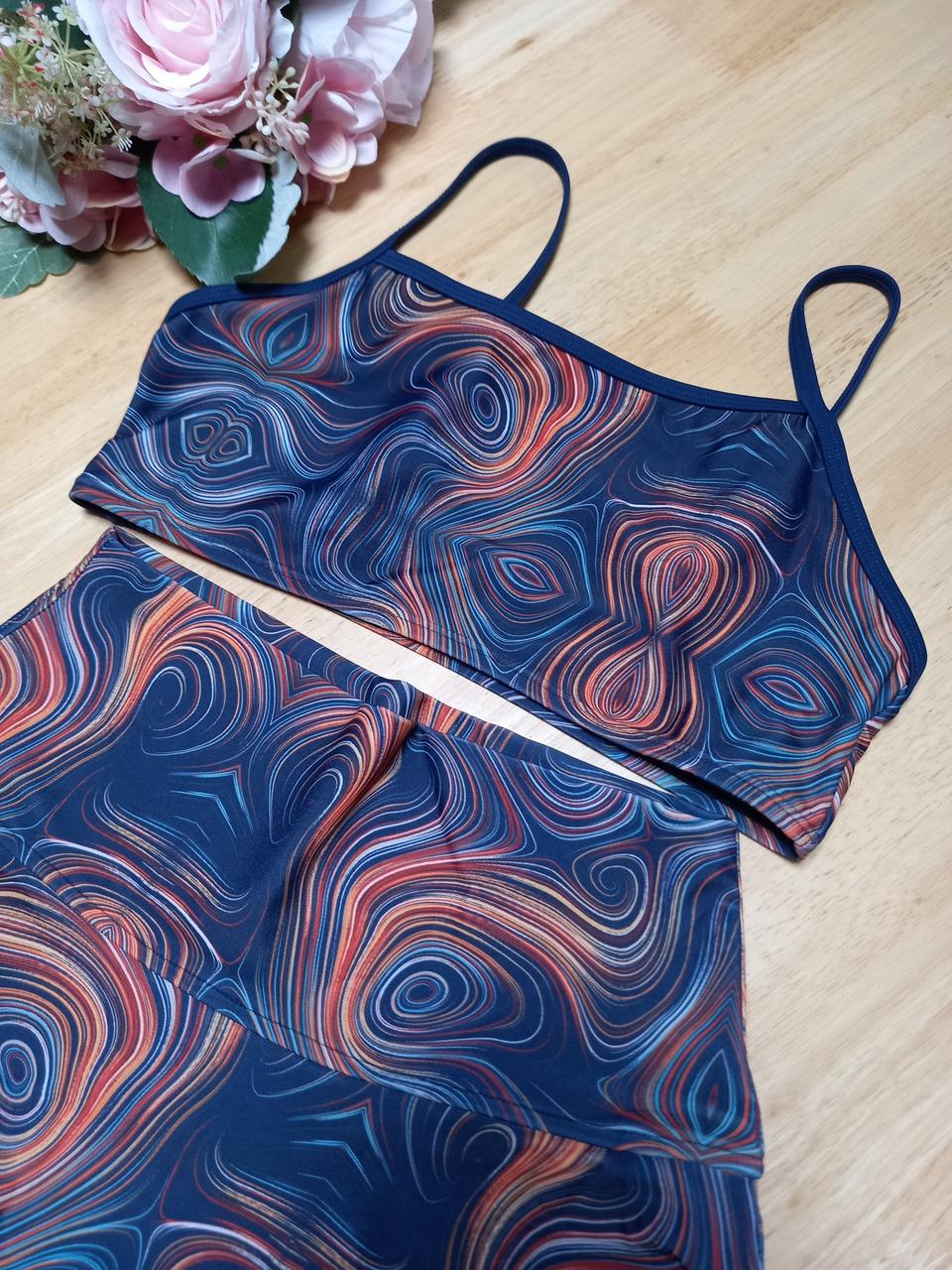 3피스 수영복 비키니 스커트 긴팔 래쉬가드