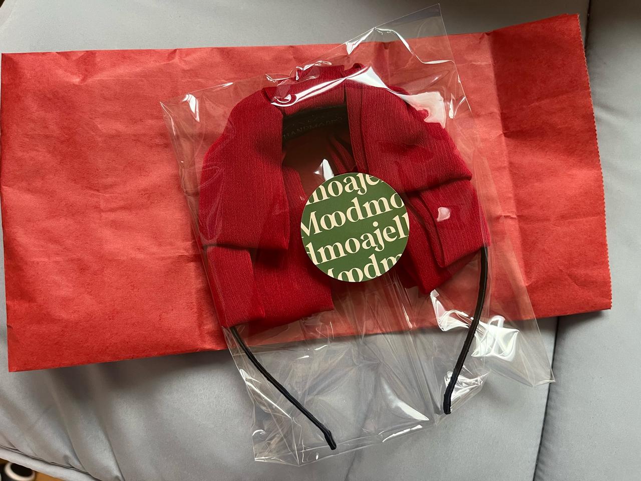 왕리본머리띠 레드 새제품