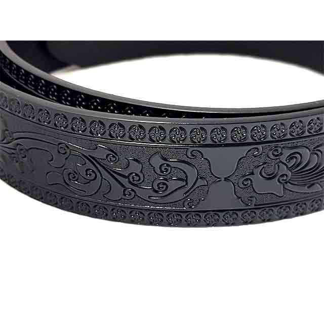 (택포)   입체문양 블랙패턴 44  소가죽벨트