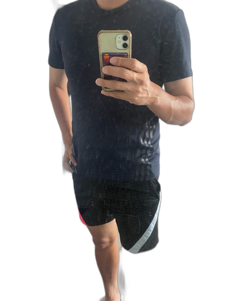 아디다스 네이비 슬림핏 트레이닝 반팔티