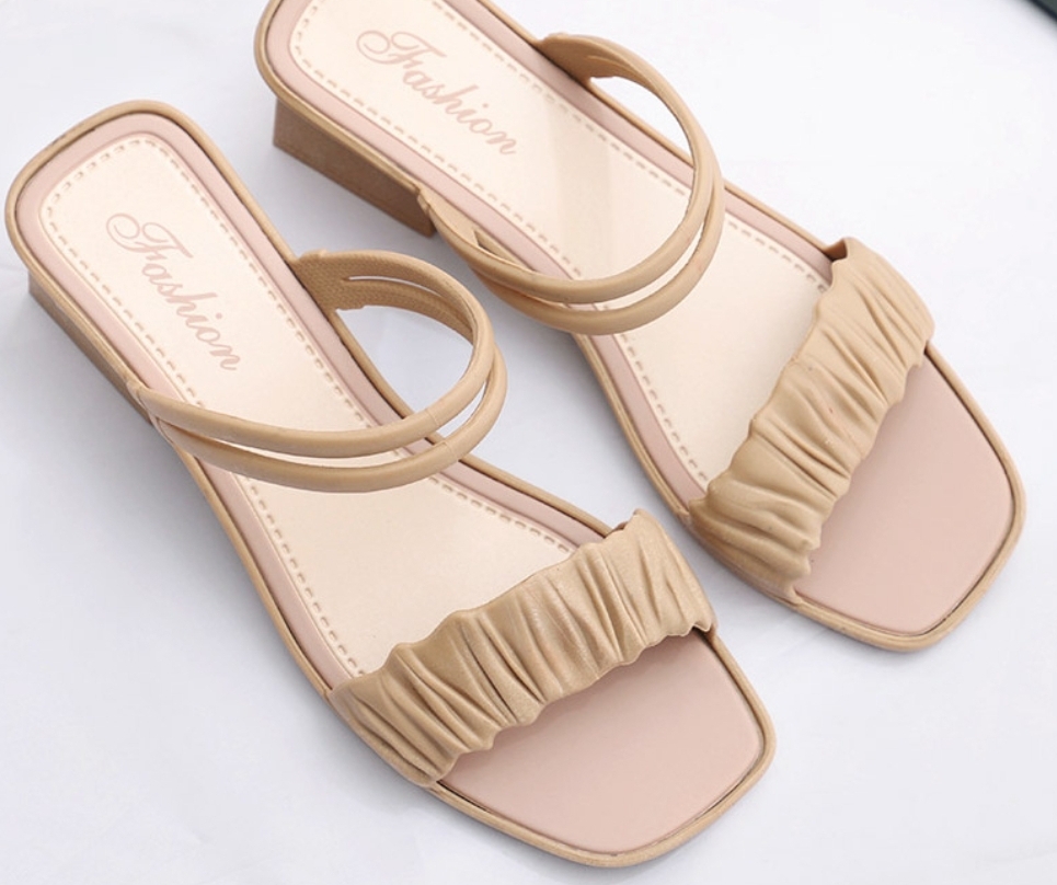 주름 여름 방수 웨지힐 샌들