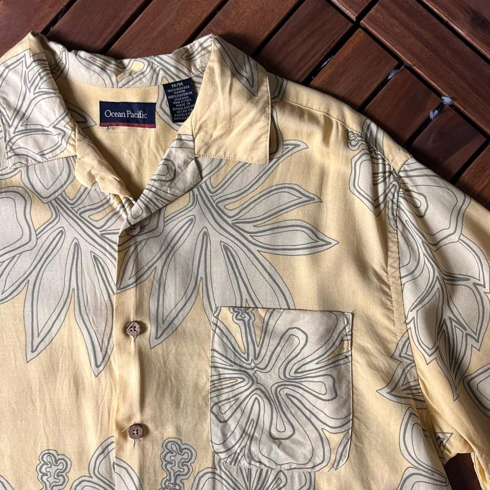 [M] 오션 퍼시픽 플라워 패턴 레이온 하와이안 셔츠