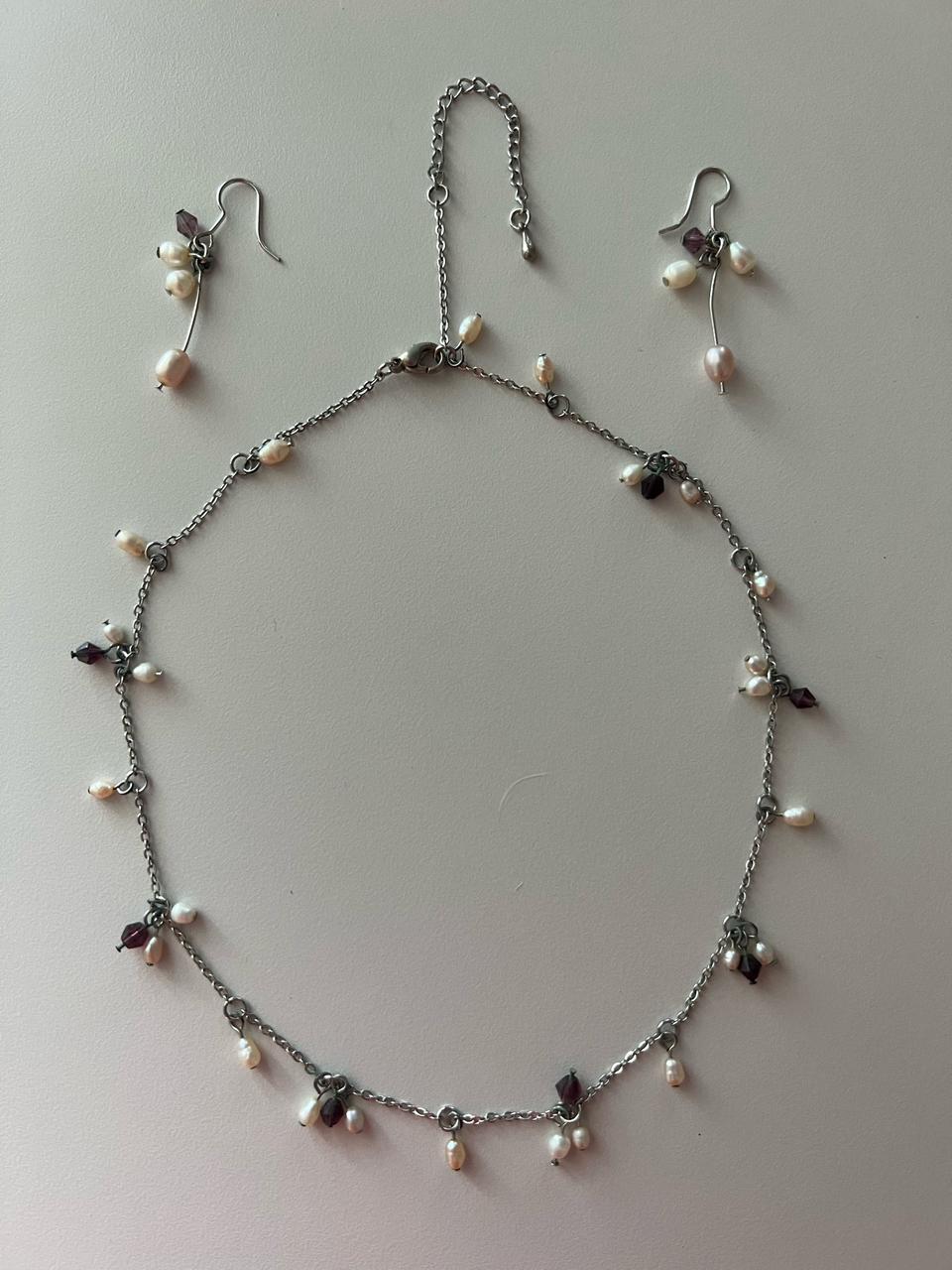 진주 스타일 귀걸이 & 목걸이 세트