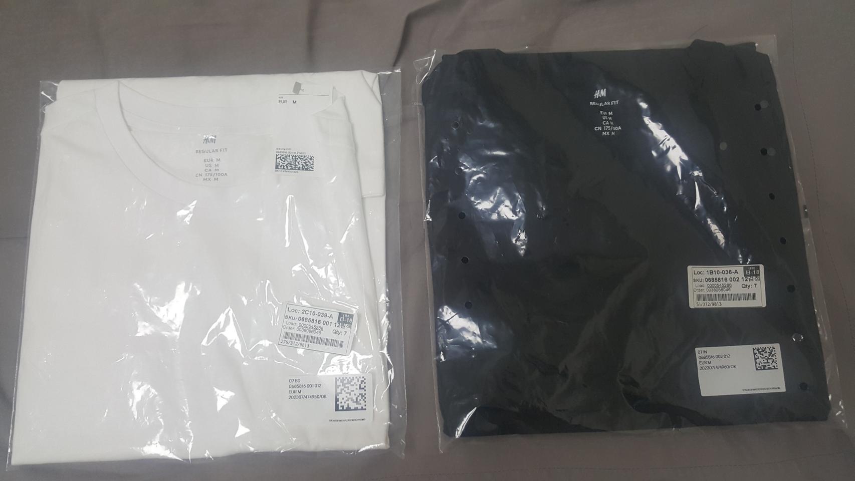 h&m 라운드넥 반팔무지 티셔츠 M 사이즈 화이트 흰색 or 블랙 검정색