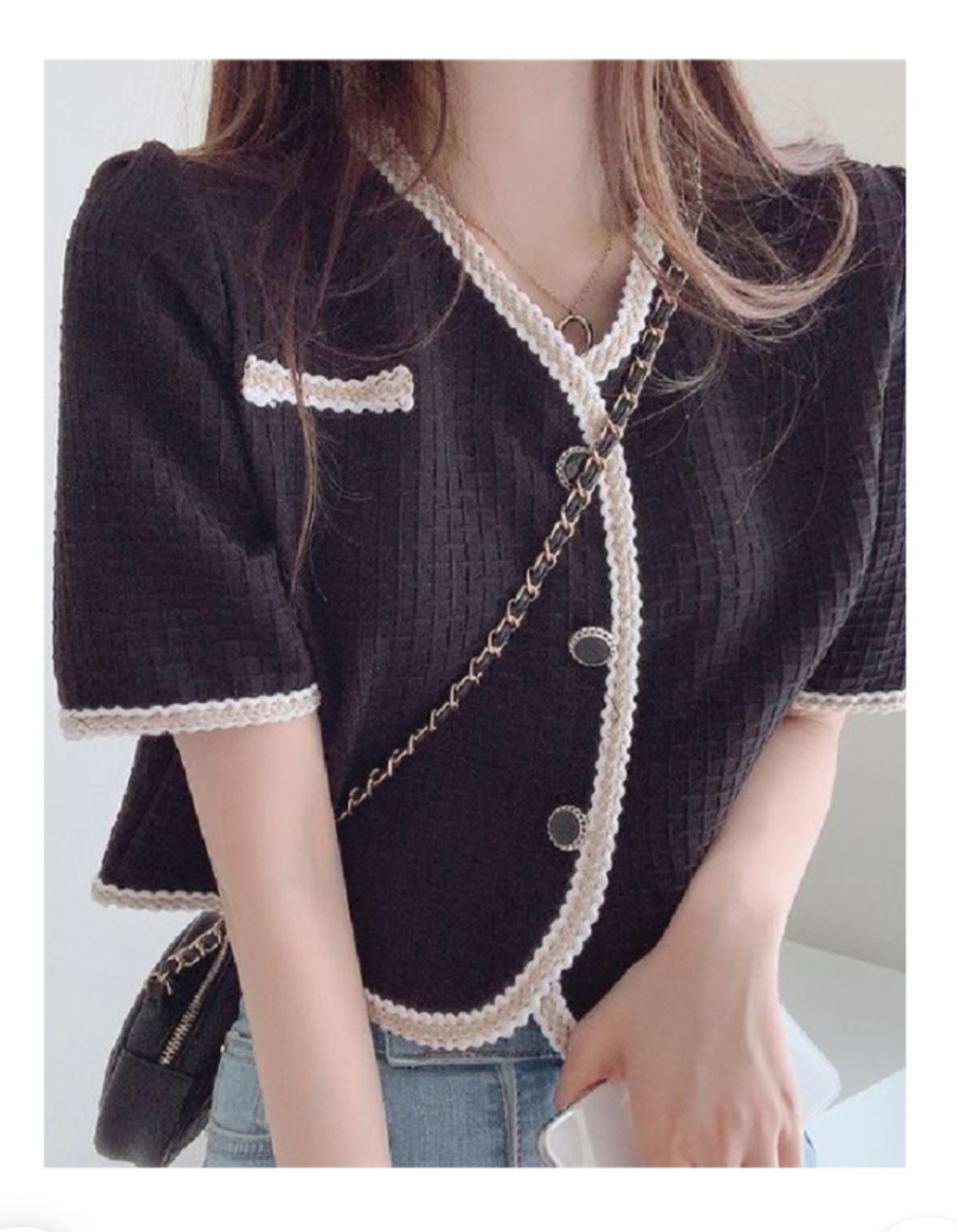 와플 트위드 반팔자켓