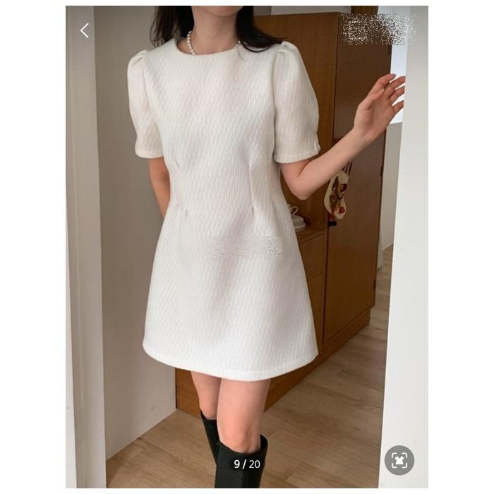 (제외) [울20%]원가3.6 아이 그레이 핀턱 퍼프 볼륨 미니 원피스