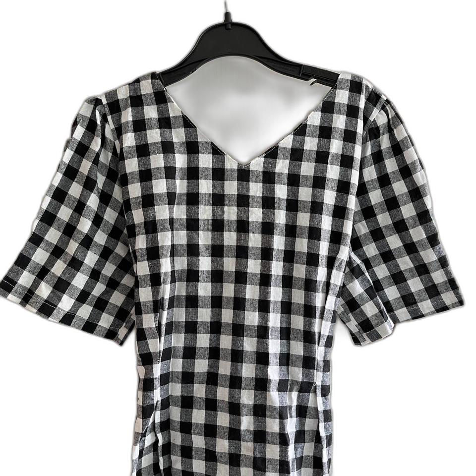 블랙깅엄체크 검정리본원피스 여름반팔 새옷