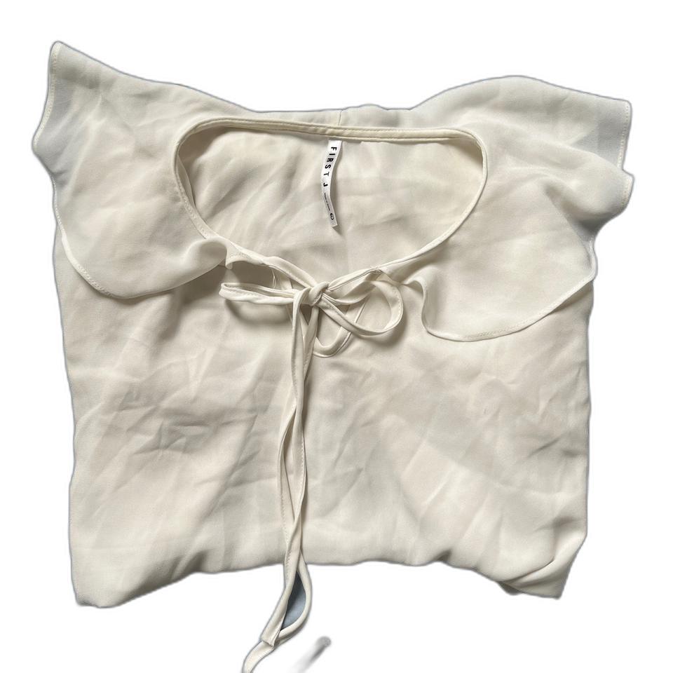 퍼스트제이 여름 프릴리본 화이트블라우스