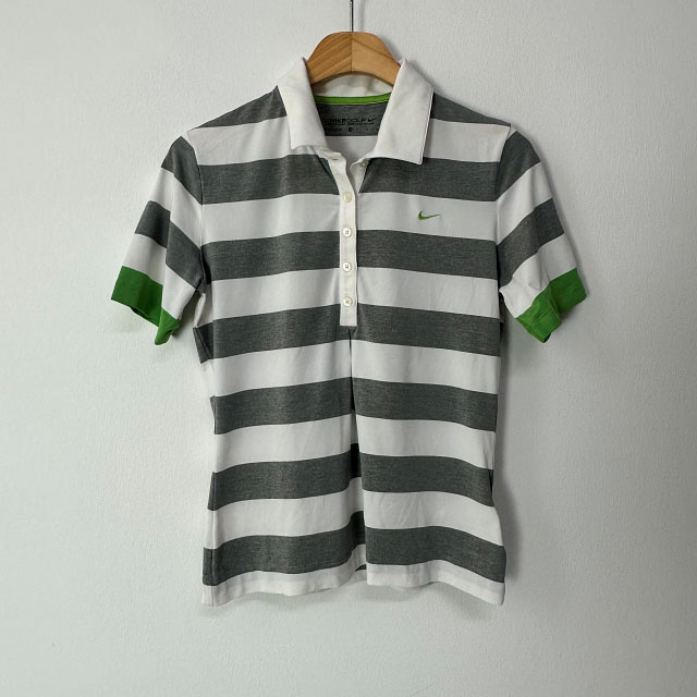 나이키 골프웨어 여성 드라이핏 스판 스트라이프 반팔 카라 티셔츠 M사이즈