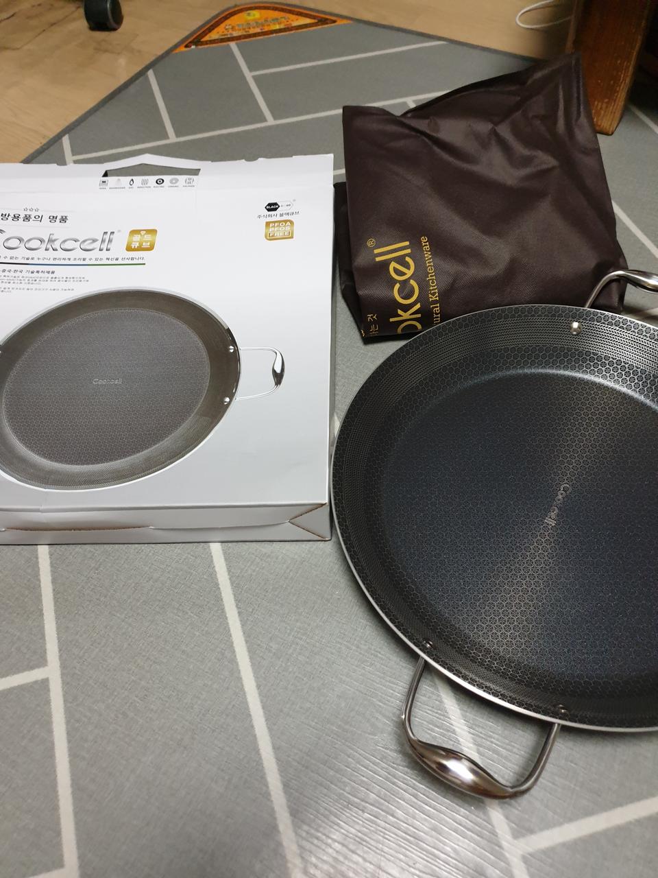 쿡셀 파에야팬 36CM 멀티팬+스트레이너/스텐팬 프라이팬