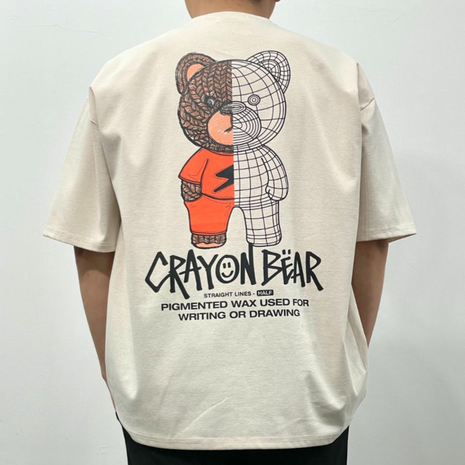 여름 쿨 분또 반팔티 CRAYON BEAR 남자 반팔 티셔츠