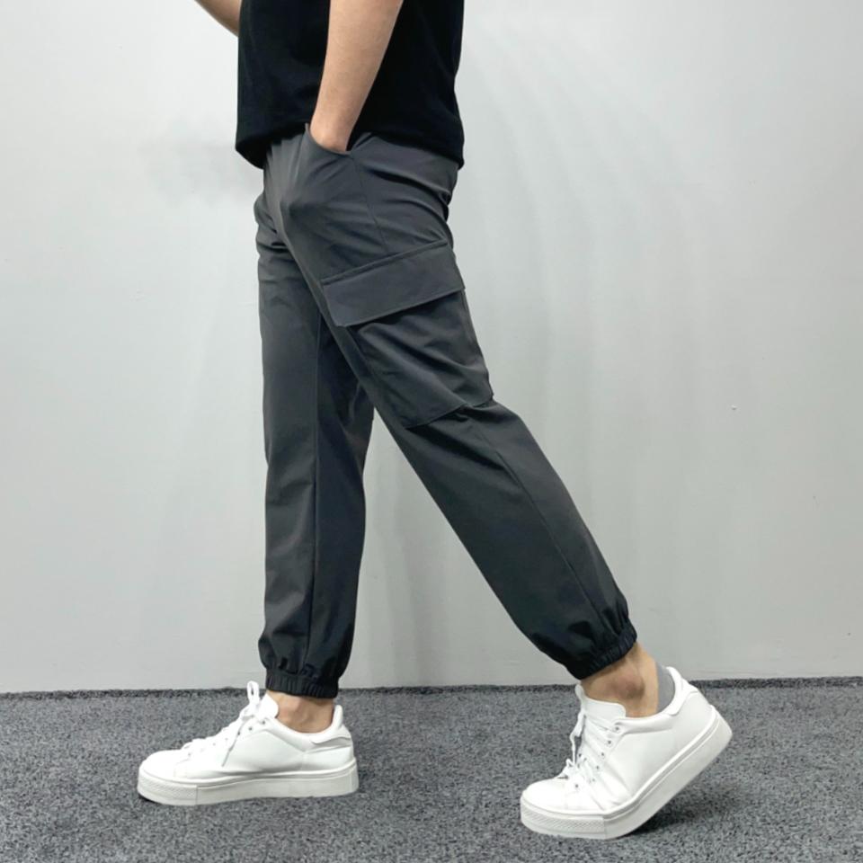 M-3XL 여름 아이스 카고 조거 팬츠 남여공용 빅사이즈 남자 밴딩 바지