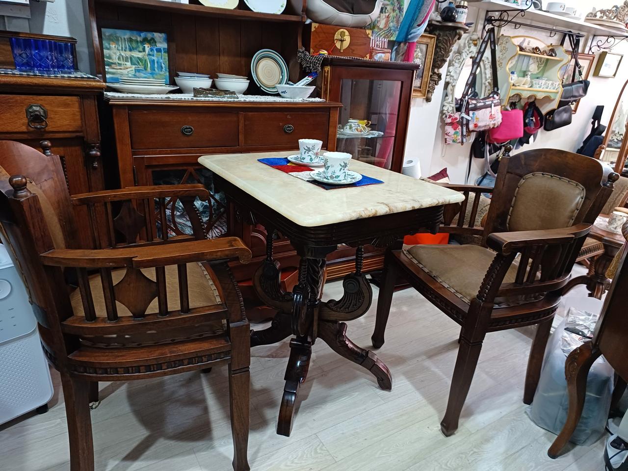 엔틱대리석2인식탁셑트