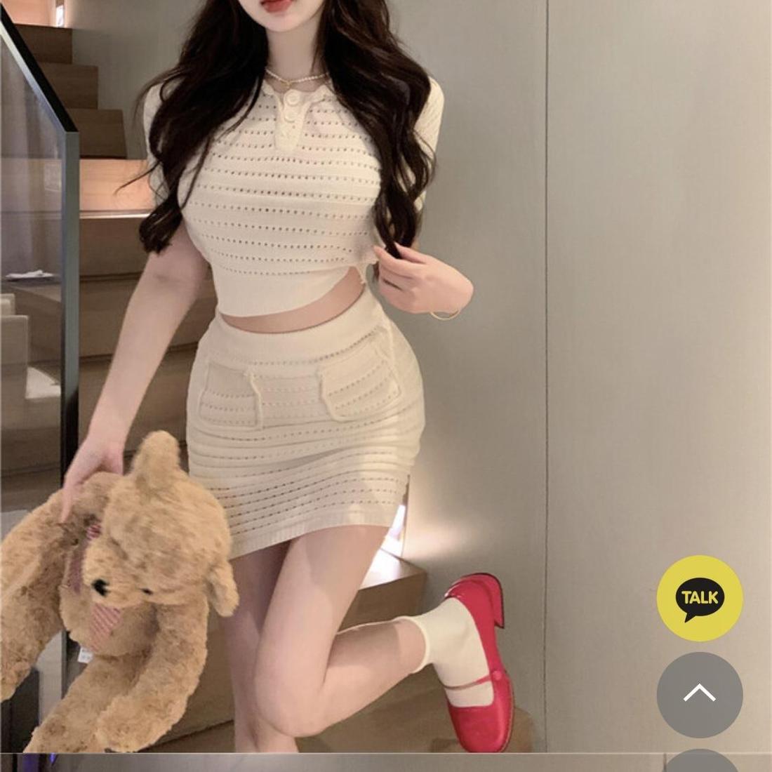 지그재그 에이블리 니트 투피스