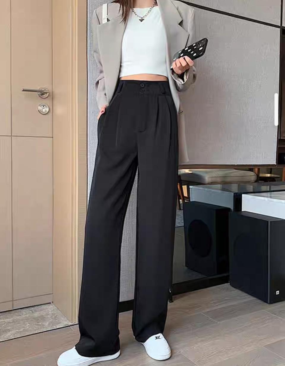 블랙 하이웨스트 슬랙스