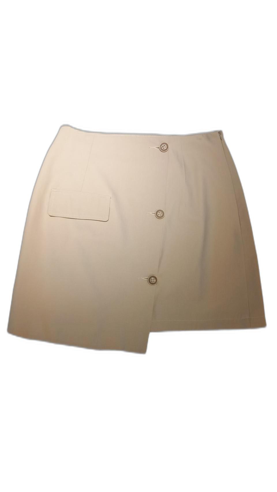 베이지 A라인 린넨 미니 랩스커트 /size M