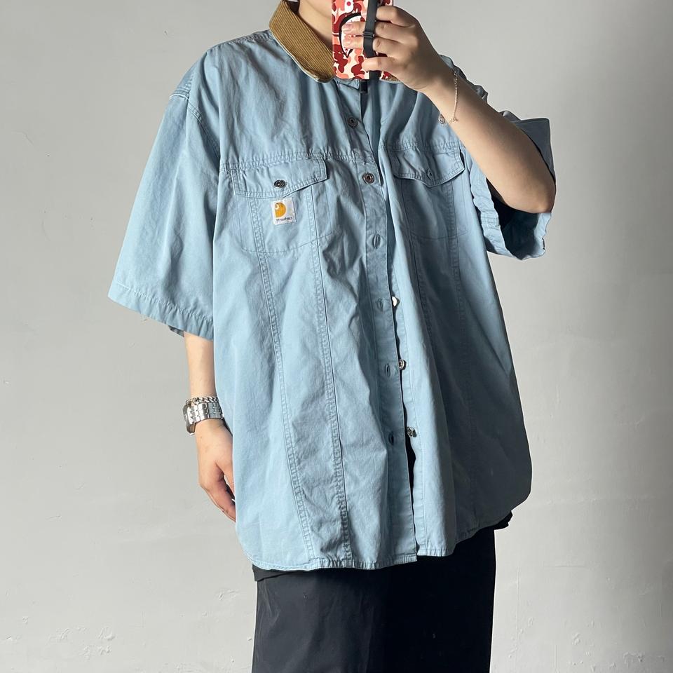 [2XL]칼하트 리메이크 코듀로이 카라 반팔 셔츠