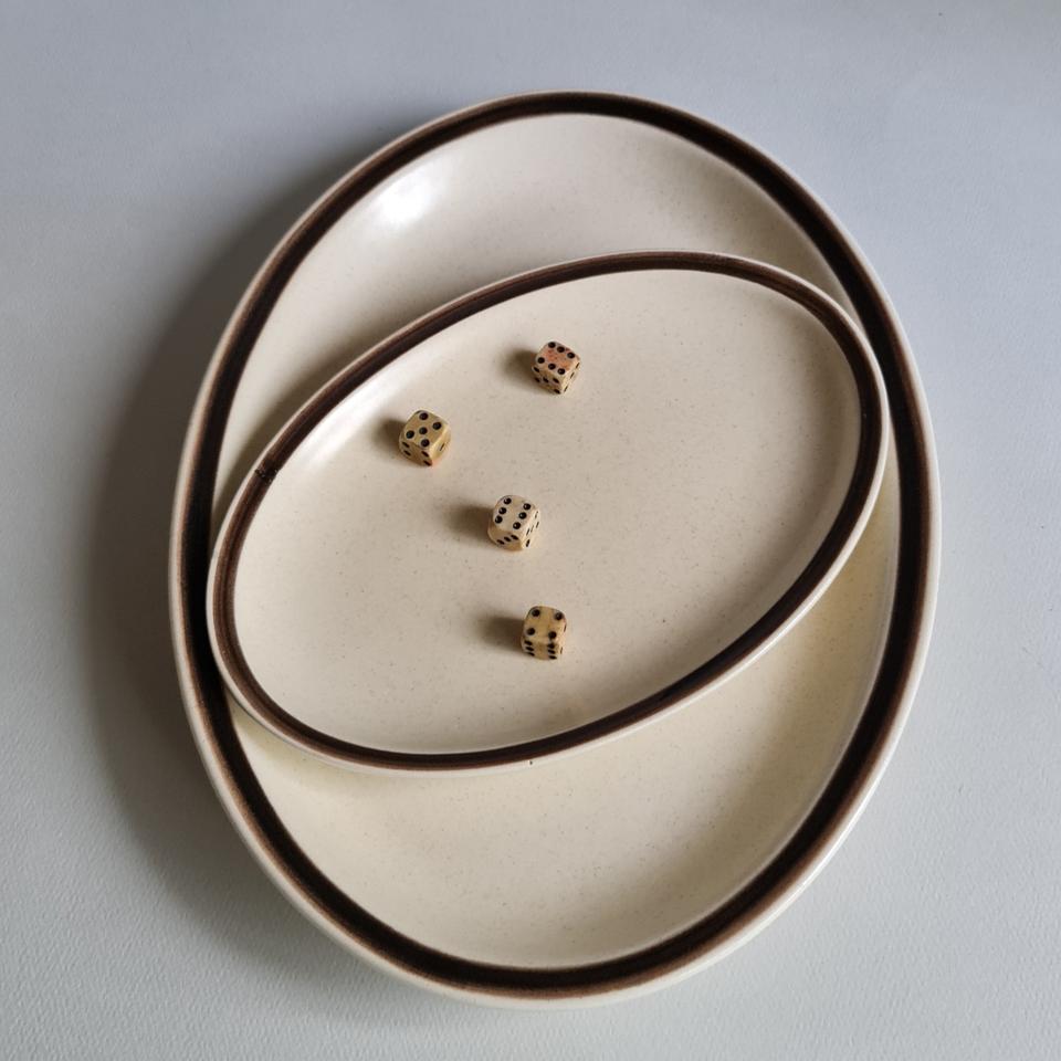 프랑스 Gien 지앙 70 년대 피클접시 오벌 접시 빈티지 접시