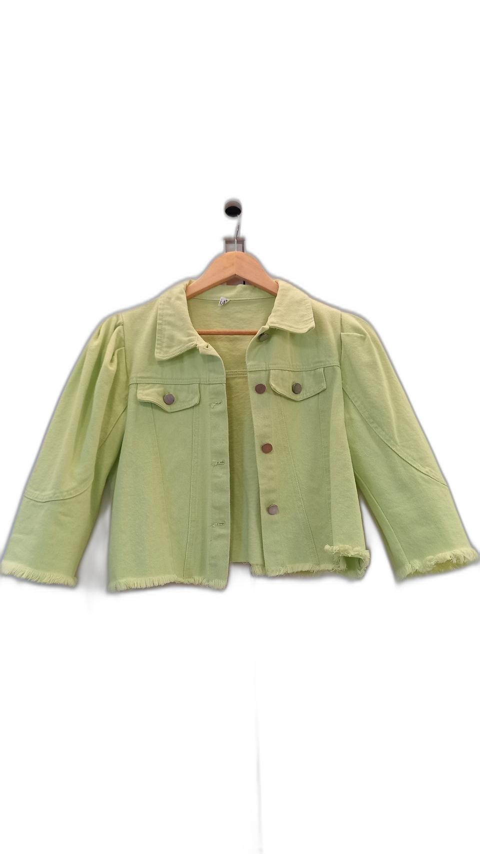 라임 형광 데님 자켓 / size 66 까지