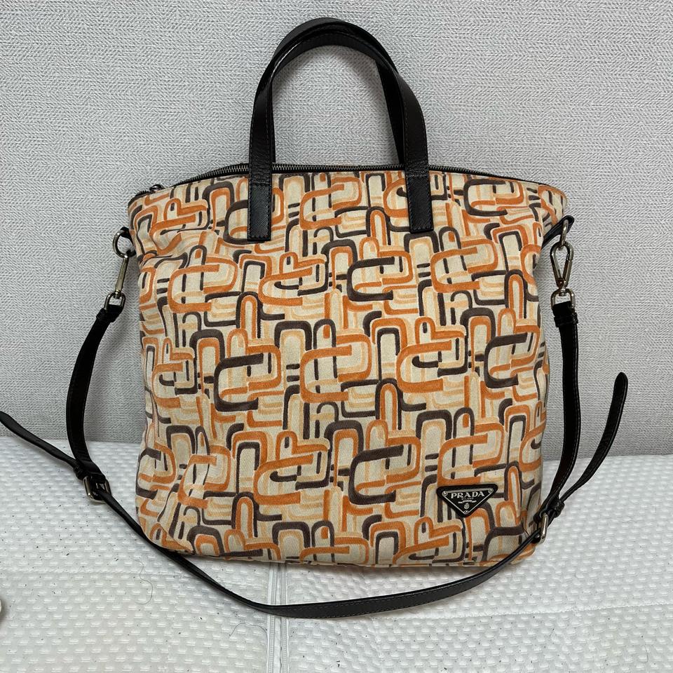 정품 프라다 패브릭 투웨이백